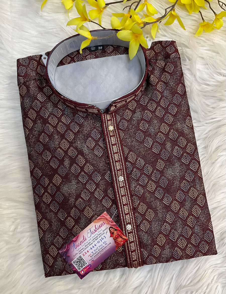 Men’s Maroon Fancy Kurta Set