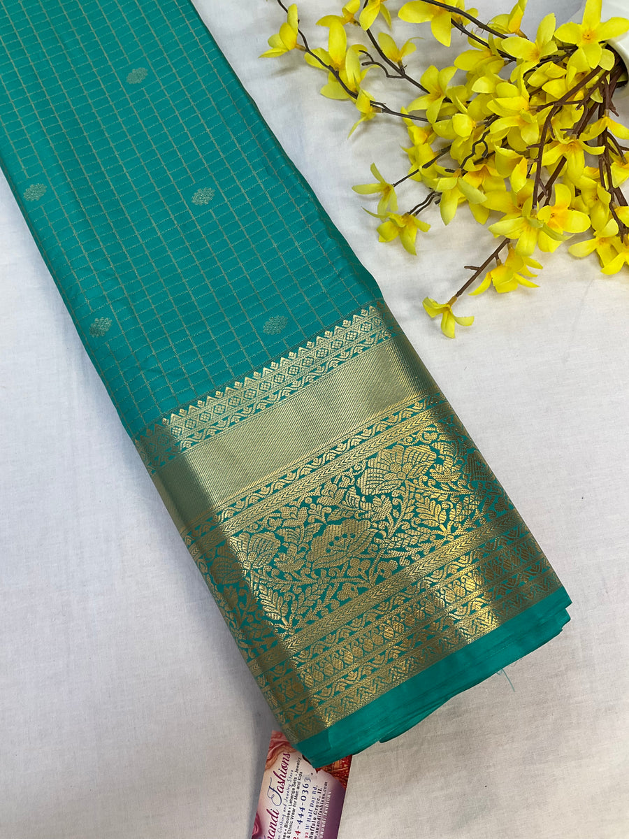 Rama Blue Semi Silk Kanjeevaram Saree