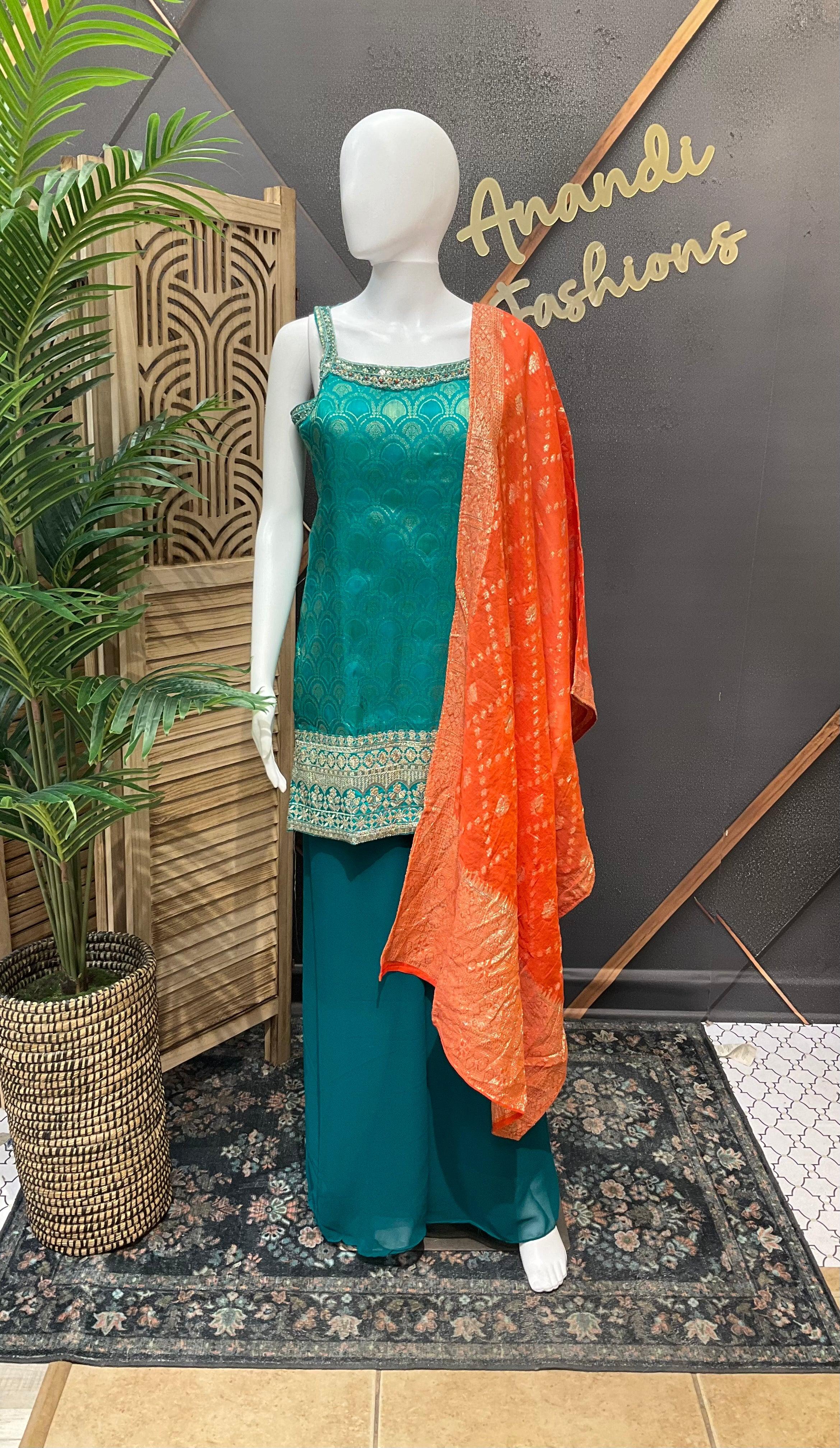 Size 38-Sleeveless Party wear Palazzo set