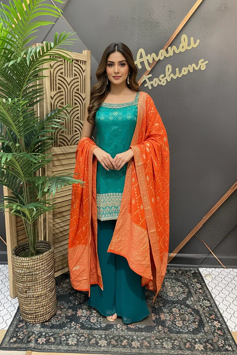 Size 38-Sleeveless Party wear Palazzo set