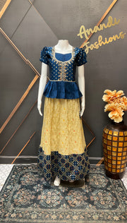 Blue Pattu Pavada set