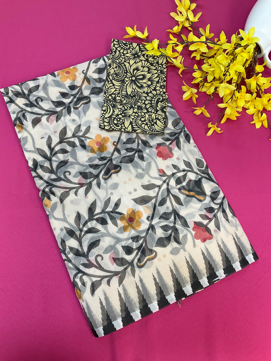 Super Net/ Cotton Printed Sarees