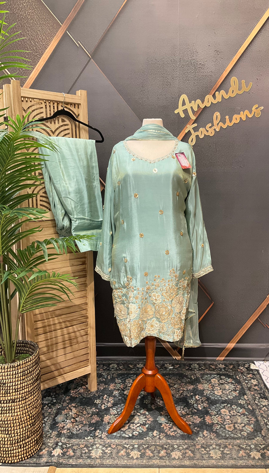 Plus Size Light Blue Party Wear Patiyala set