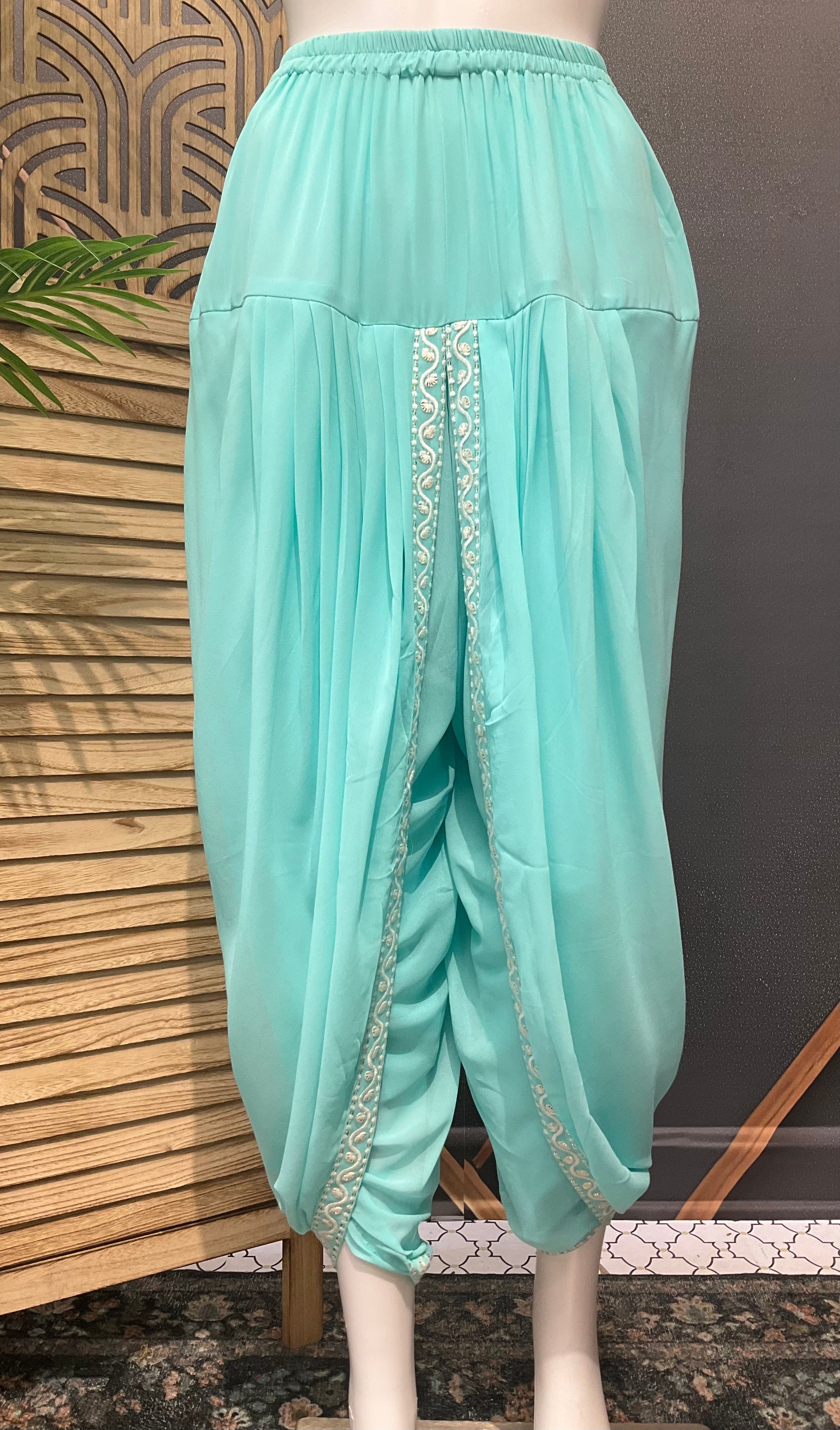 Teenage Girls Dhoti set with coat- Blue color
