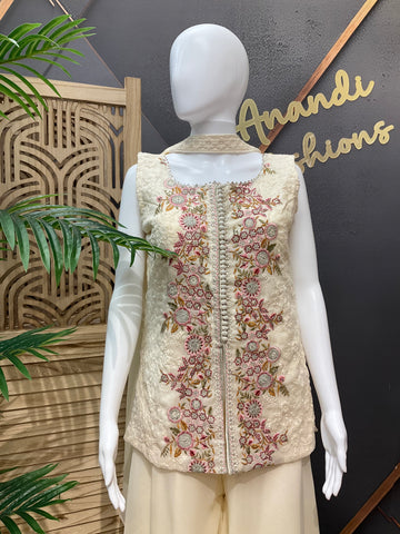 Size 38-Half White Sharara Set