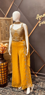 Yellow Indo Western Party Wear Palazzo set