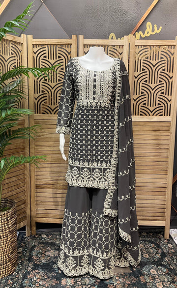 Heavy Designer Embroidery Sharara Set - Premium Party Wear