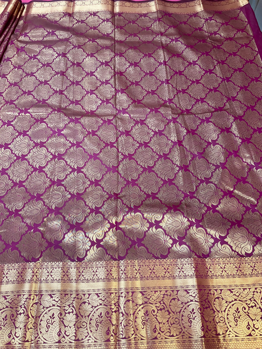 Wine Color - Semi silk Kanjeevaram Saree