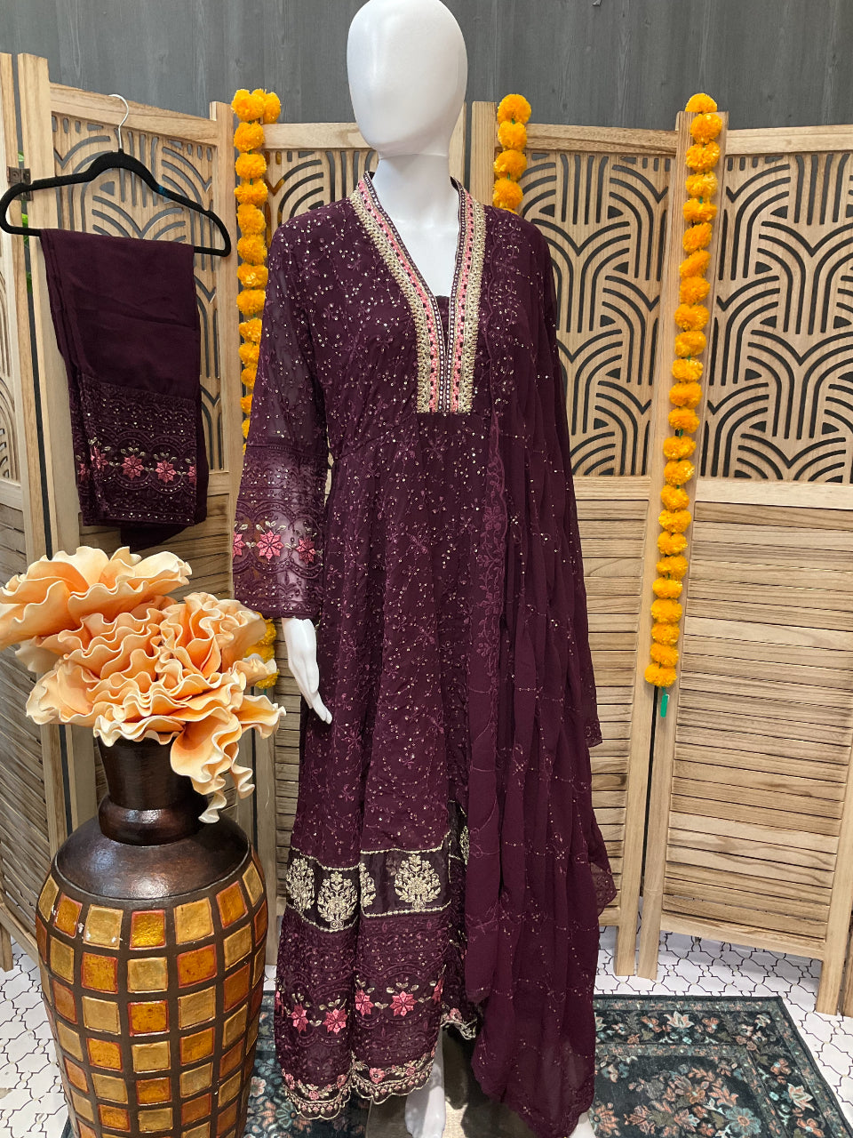 Wine Color -Party Wear Anarkali dress image 2