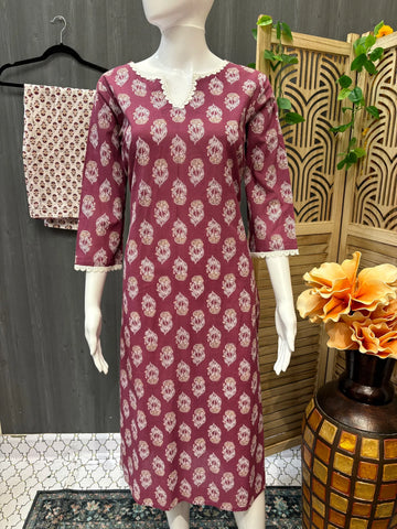 Pure Cotton 2 piece Kurti set