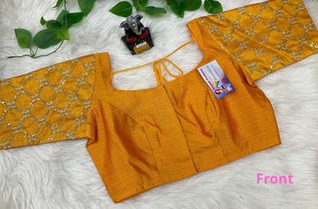 Raw Silk Blouses with embroidery work on sleeves- Size 42