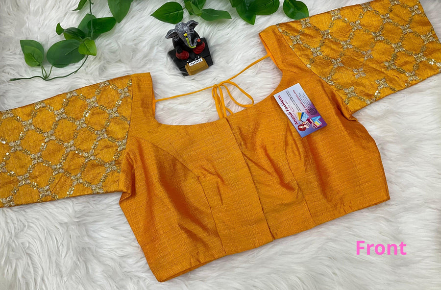 Raw Silk Blouses with embroidery work on sleeves- Size 42