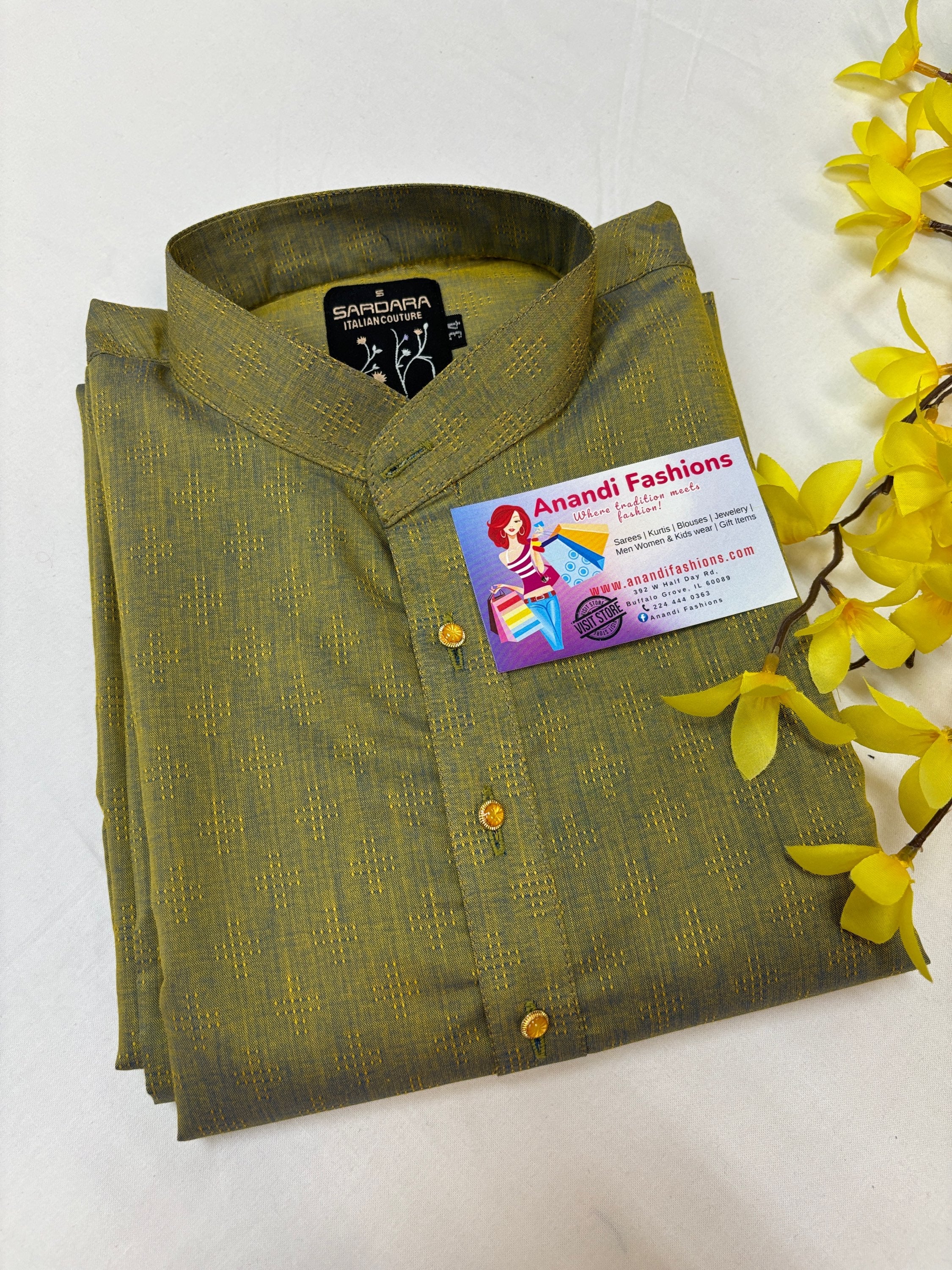 Pure cotton Kurta for Boys- Beautiful and Simple Green Kurta- Size 34 image 0