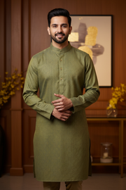 Men’s Pure Cotton Beautiful and Simple Green Kurta Set
