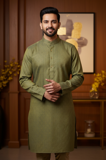 Pure cotton Kurta- Beautiful and Simple Green Kurta- Size 34
