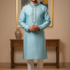 kurta pajama for men - Vibrant Colors Silk Mens Kurta with Embroidery