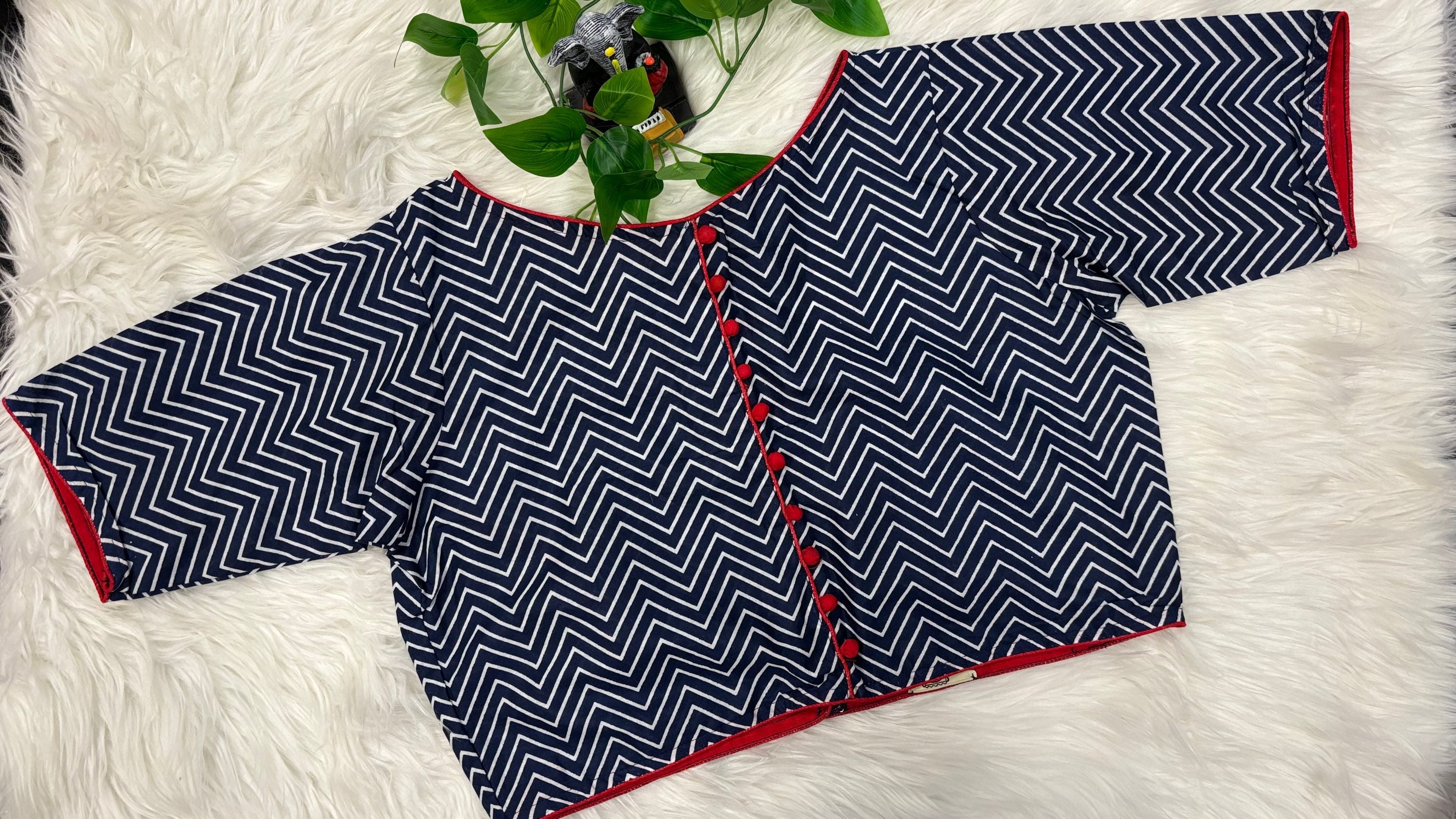 Pure Cotton Navy Blue Color Blouse - Size 38 image 1