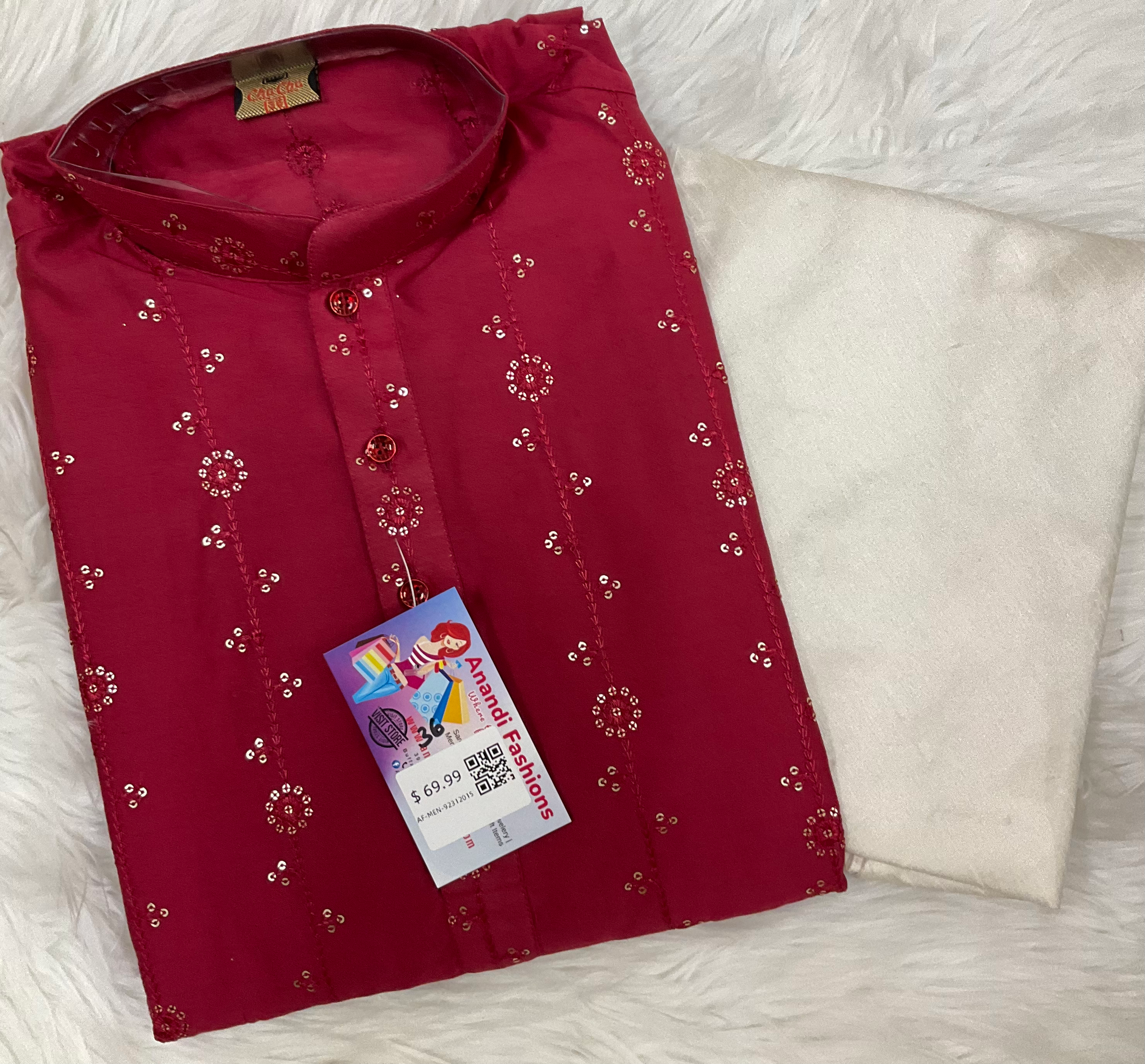 Mens Kurta - Maron Mens Kurta set image 0