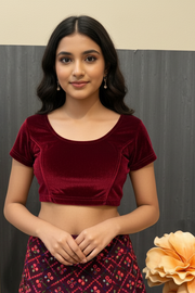 Velvet Stretchable Maroon Blouse
