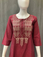 Maroon Cotton Kurti - Size 38/US XS