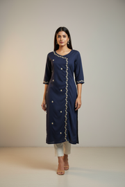 Women’s Navy Blue Cotton Kurti