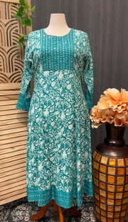 Plus Size Pure Cotton Anarkali Kurti - Floral Print Ethnic Wear