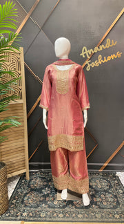Women’s Pastel Pink Party Wear Palazzo Set