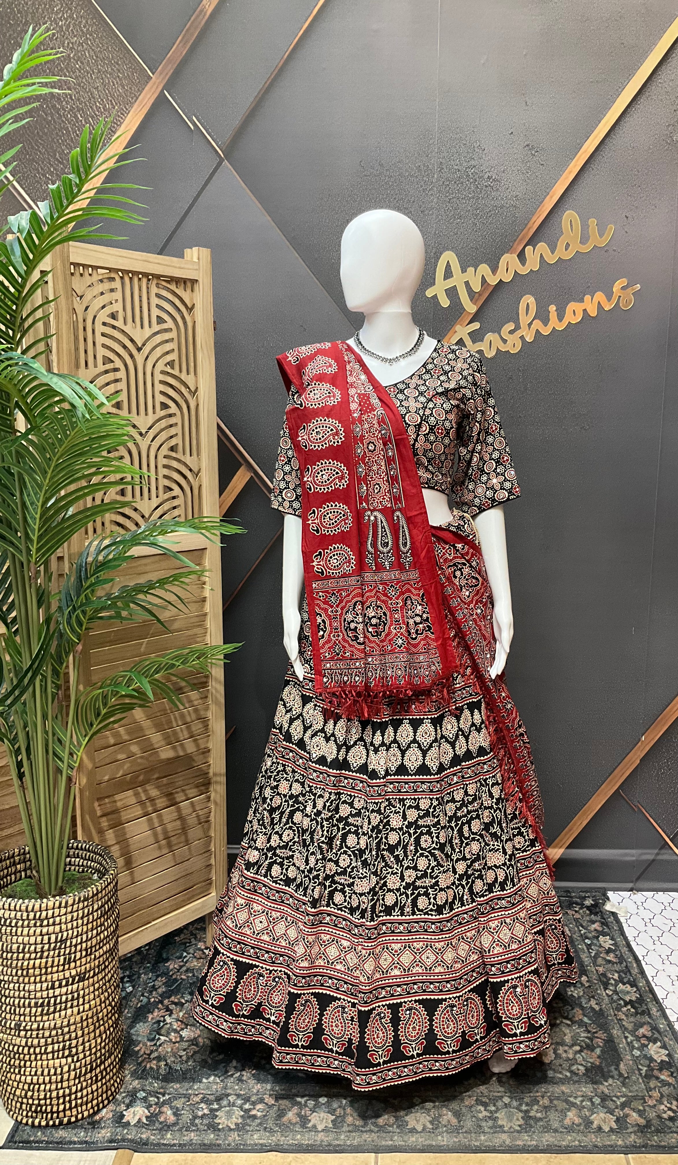 Ajrakh Print Pure Cotton Chaniya choli set