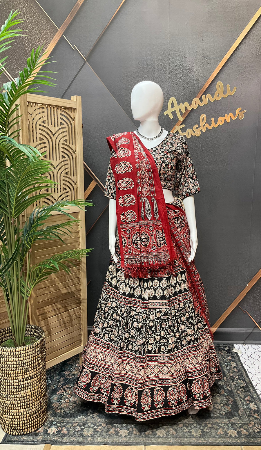 Ajrakh Print Pure Cotton Chaniya choli set