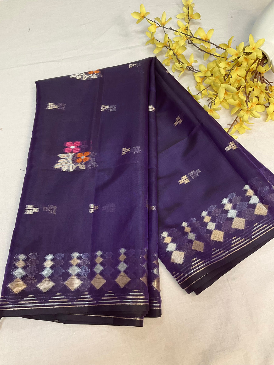 Purple Silk Organza Saree