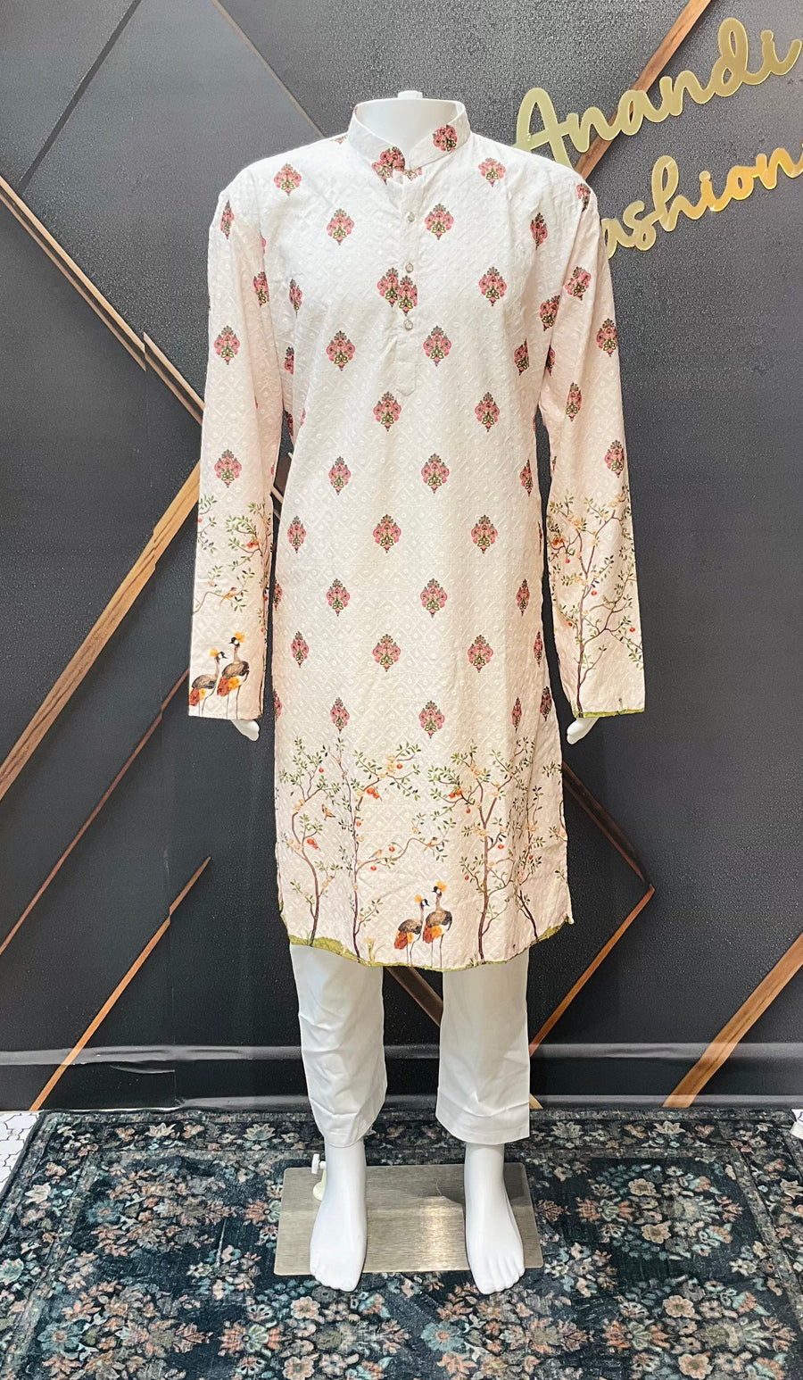 Digital print Embroidery Work  Mens kurta set