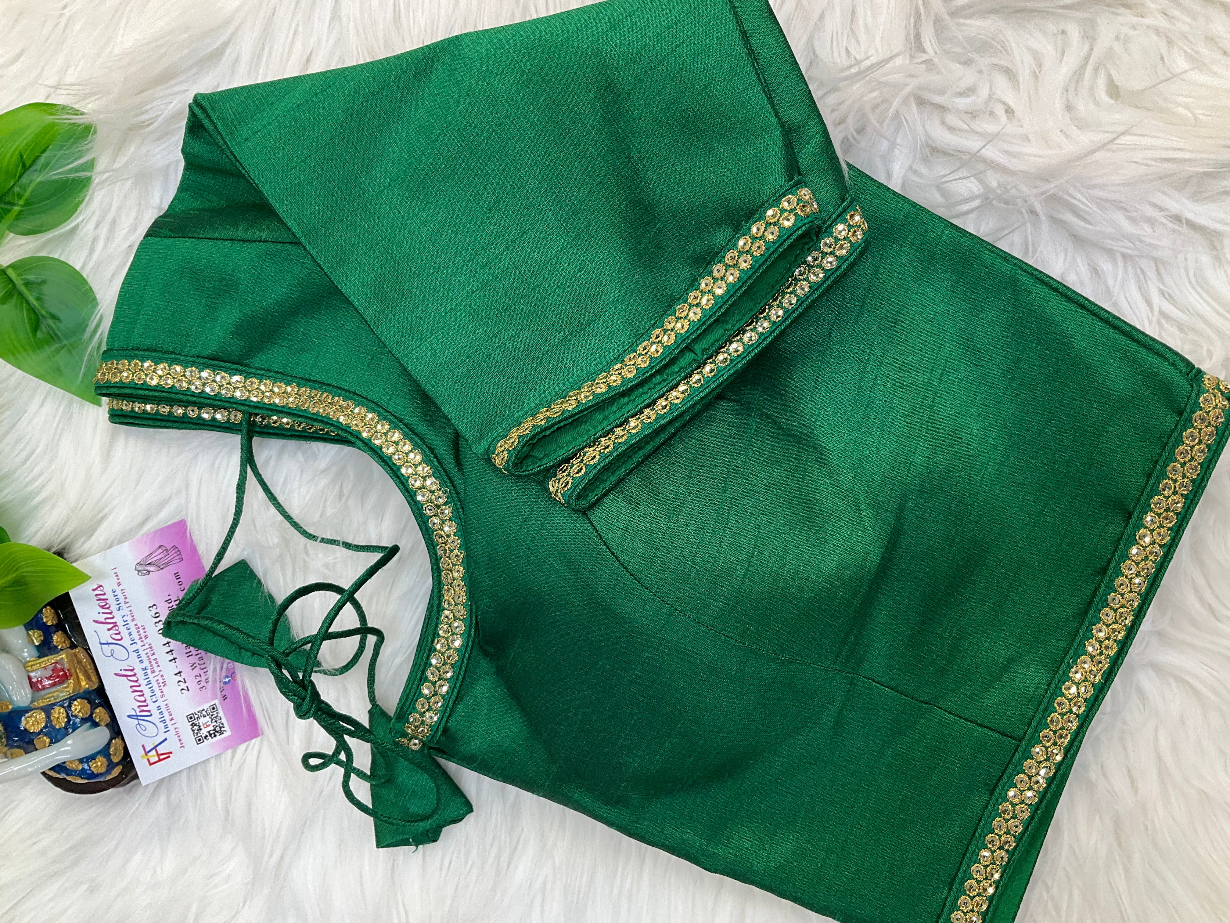 Green Silk blouse- front opening