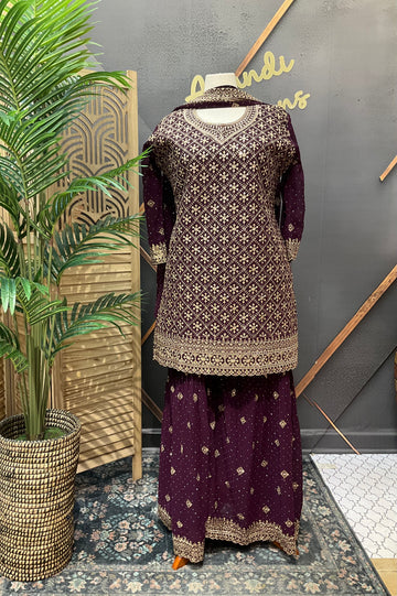 Plus Size - Party Wear Georgette Sharara Sets
