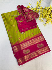 Semi Gadwal Silk saree with stitched work blouse