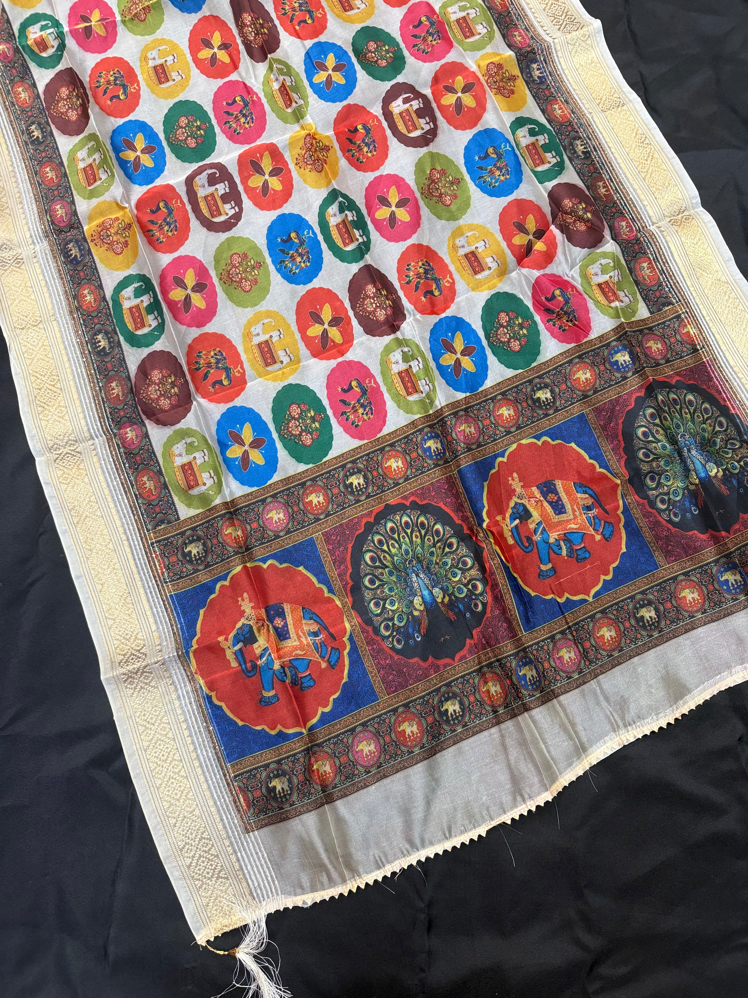 Multicolor Digital Print Organza Dupatta