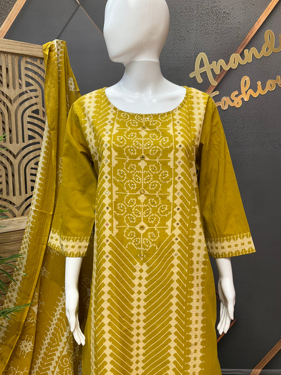 Mustard Yellow Pure Soft Cotton Kurti set