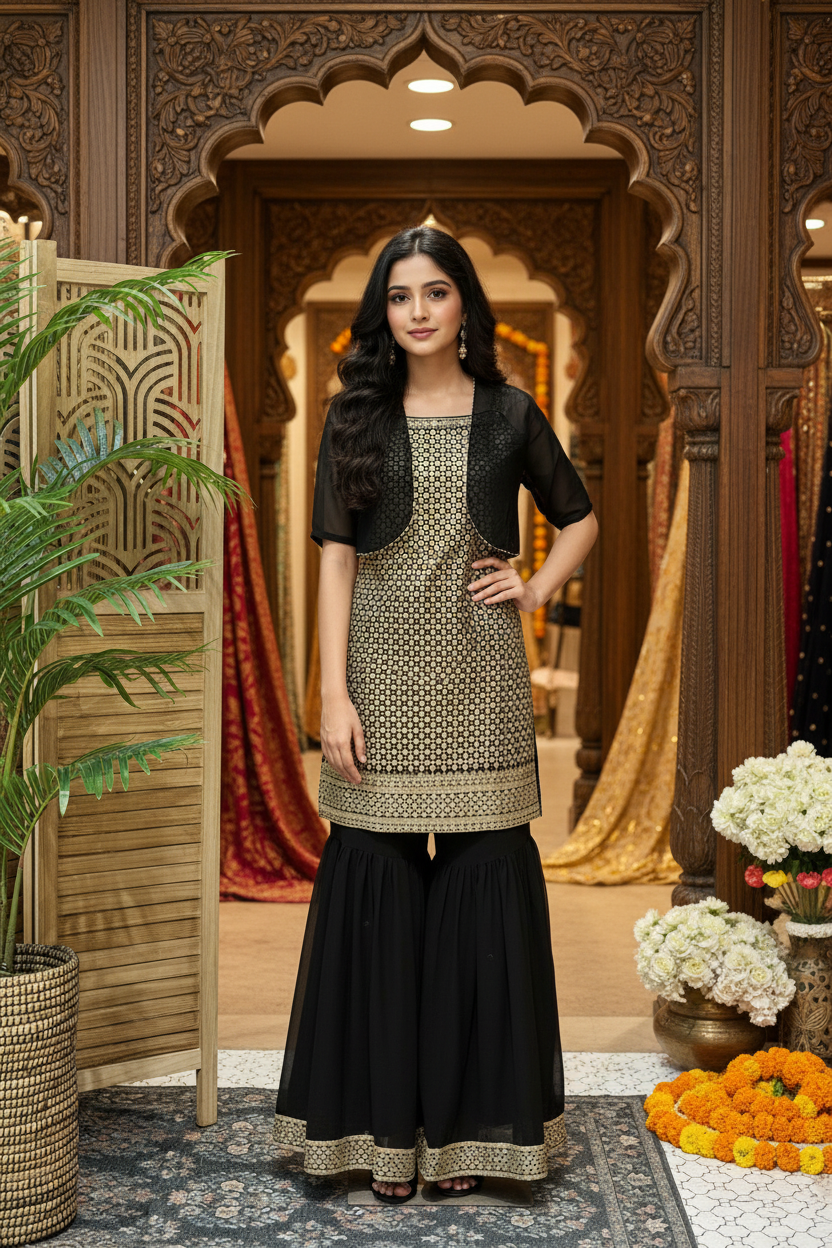 Teenage Girls - Black Sharara set
