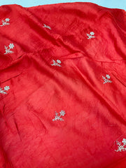 Red Bandhini Georgette Embroidered Saree
