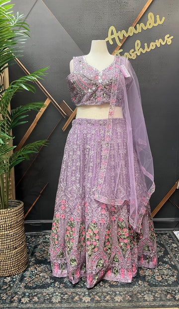 Plus Size Heavy Work Lehenga Set - Net Fabric Party Wear