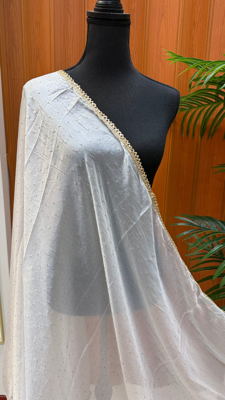 Satin Silk Dupattas with Gold Border