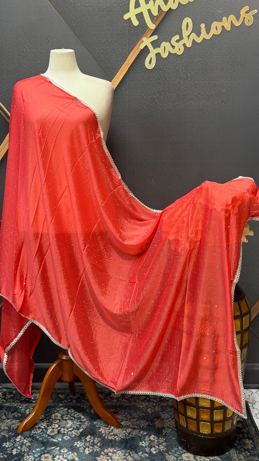 Satin Silk Dupattas with Silver Border