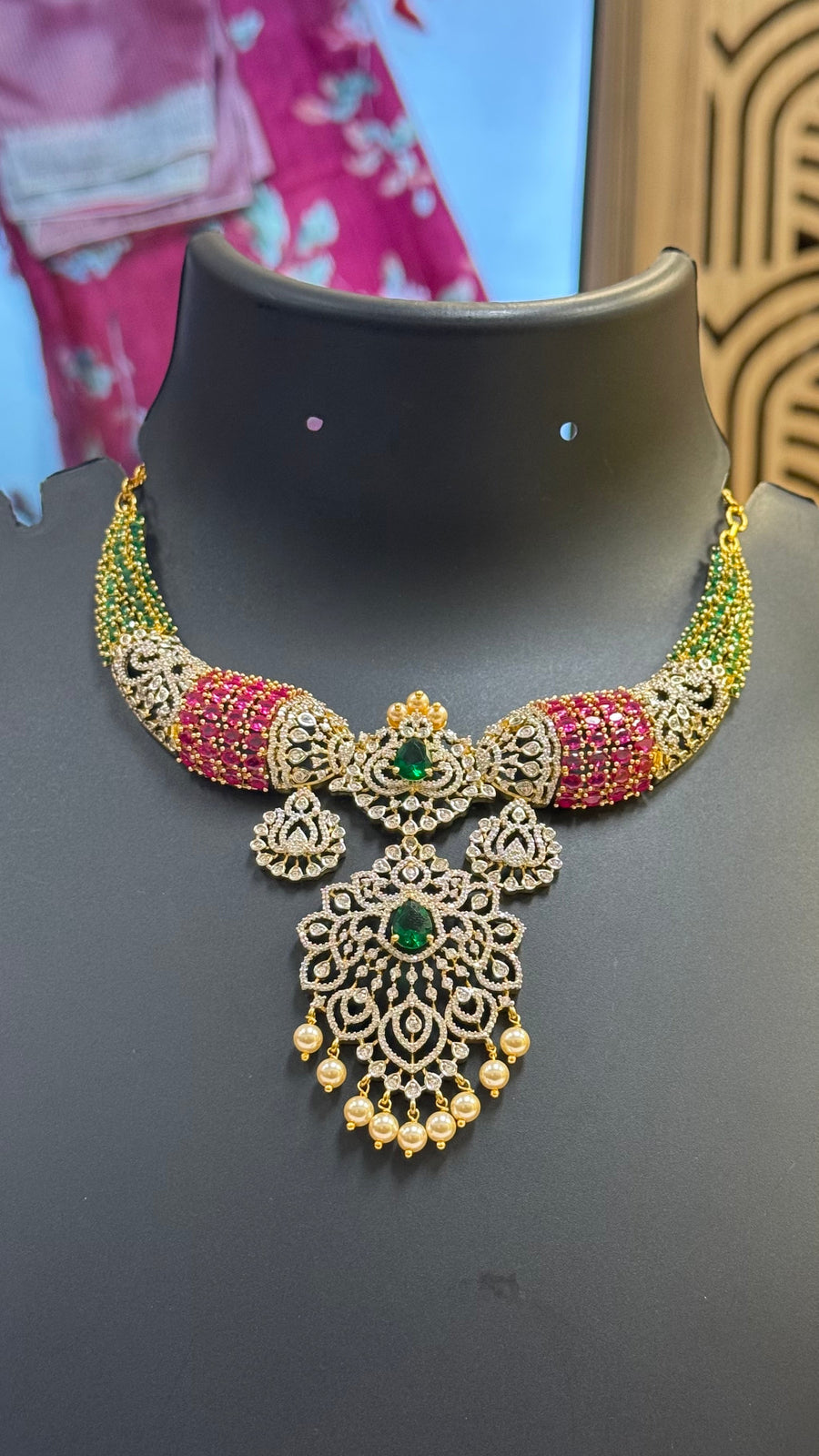 Beautiful CZ Party Wear Necklace set - Jewelry - Necklace Set - Anandi Fashions