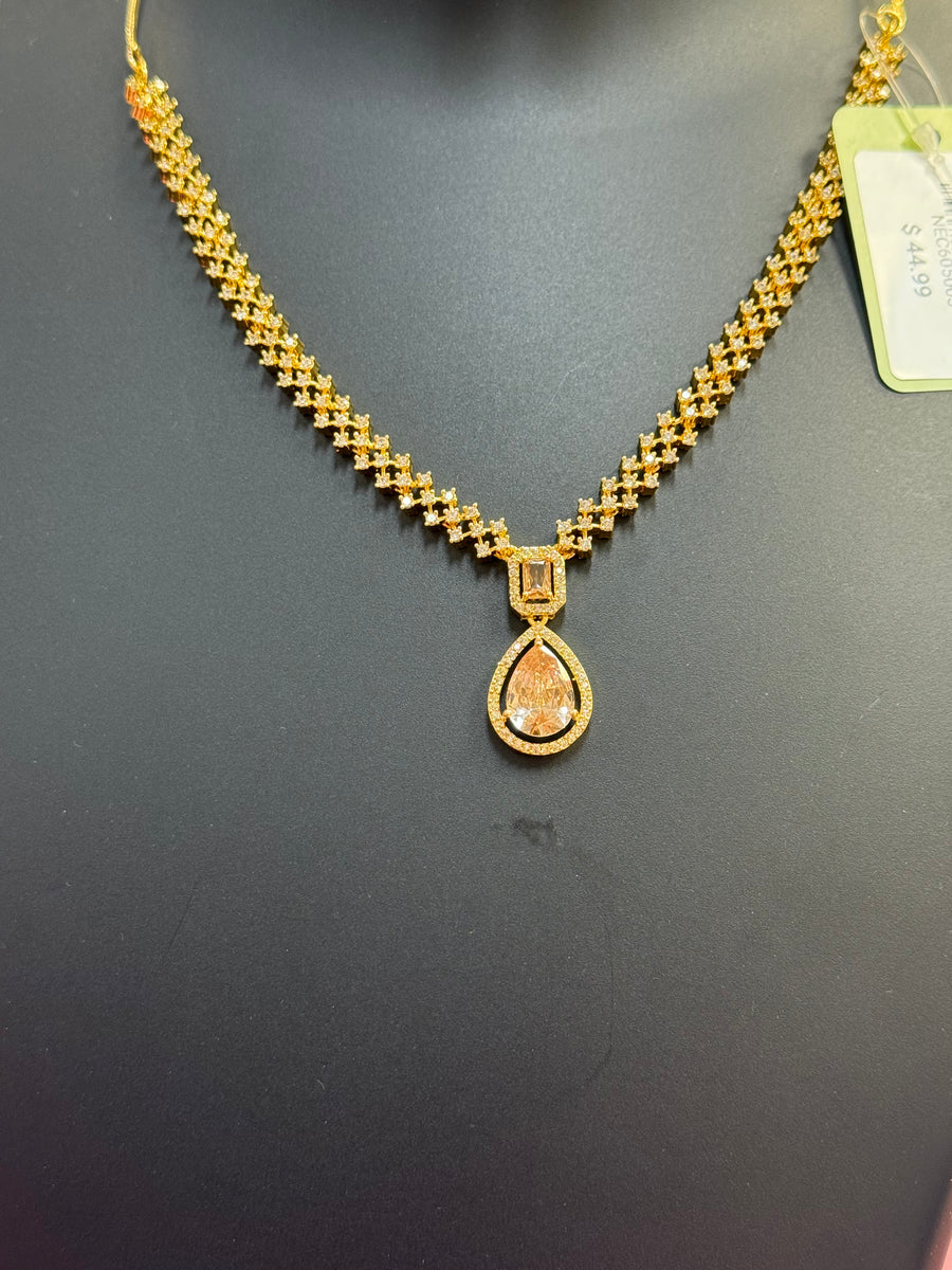 Micro Gold Polish - CZ Necklace set with Honey Color