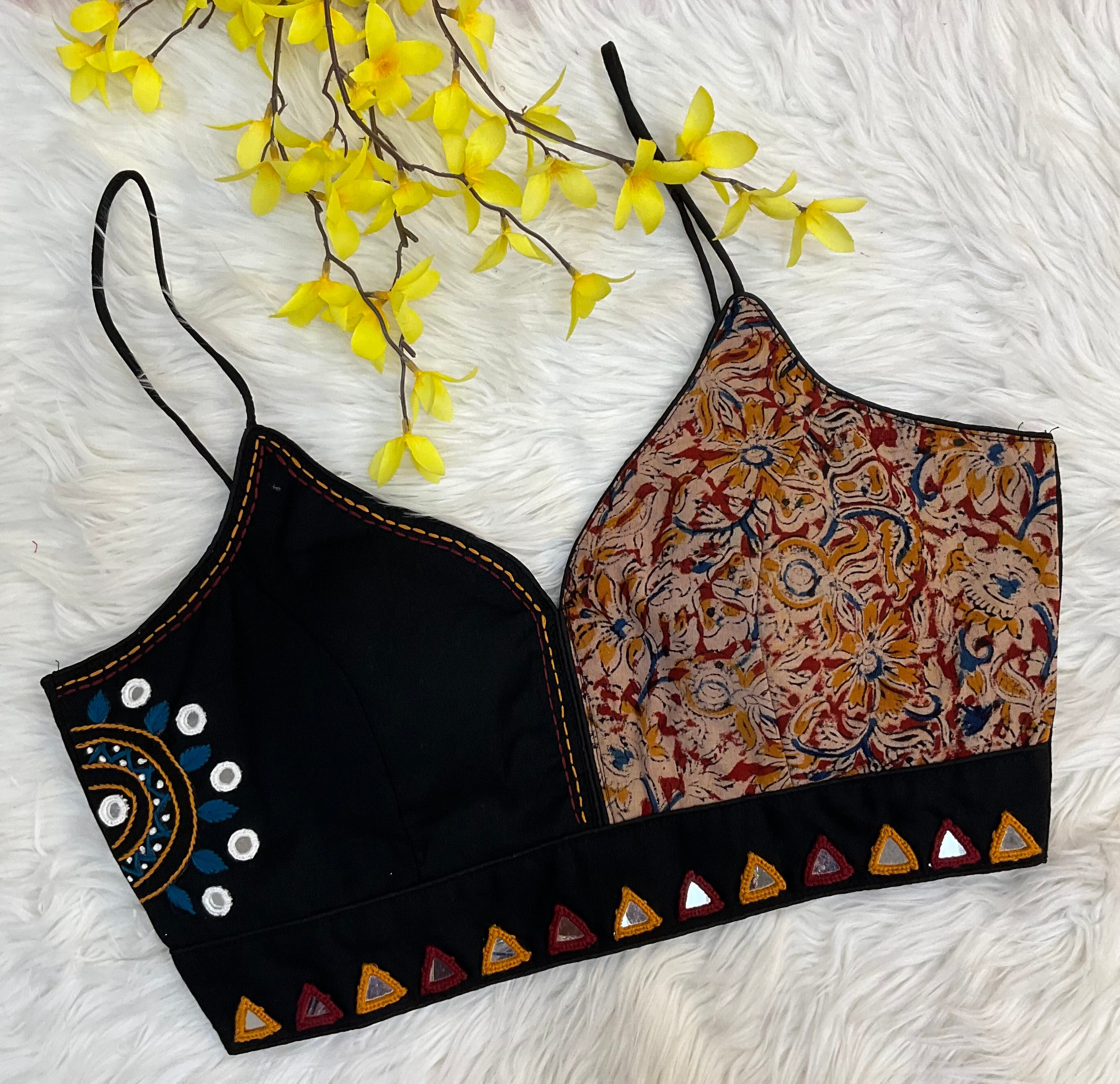 Fancy Thin Strap Kalamkari Blouses in Cotton- Size 38