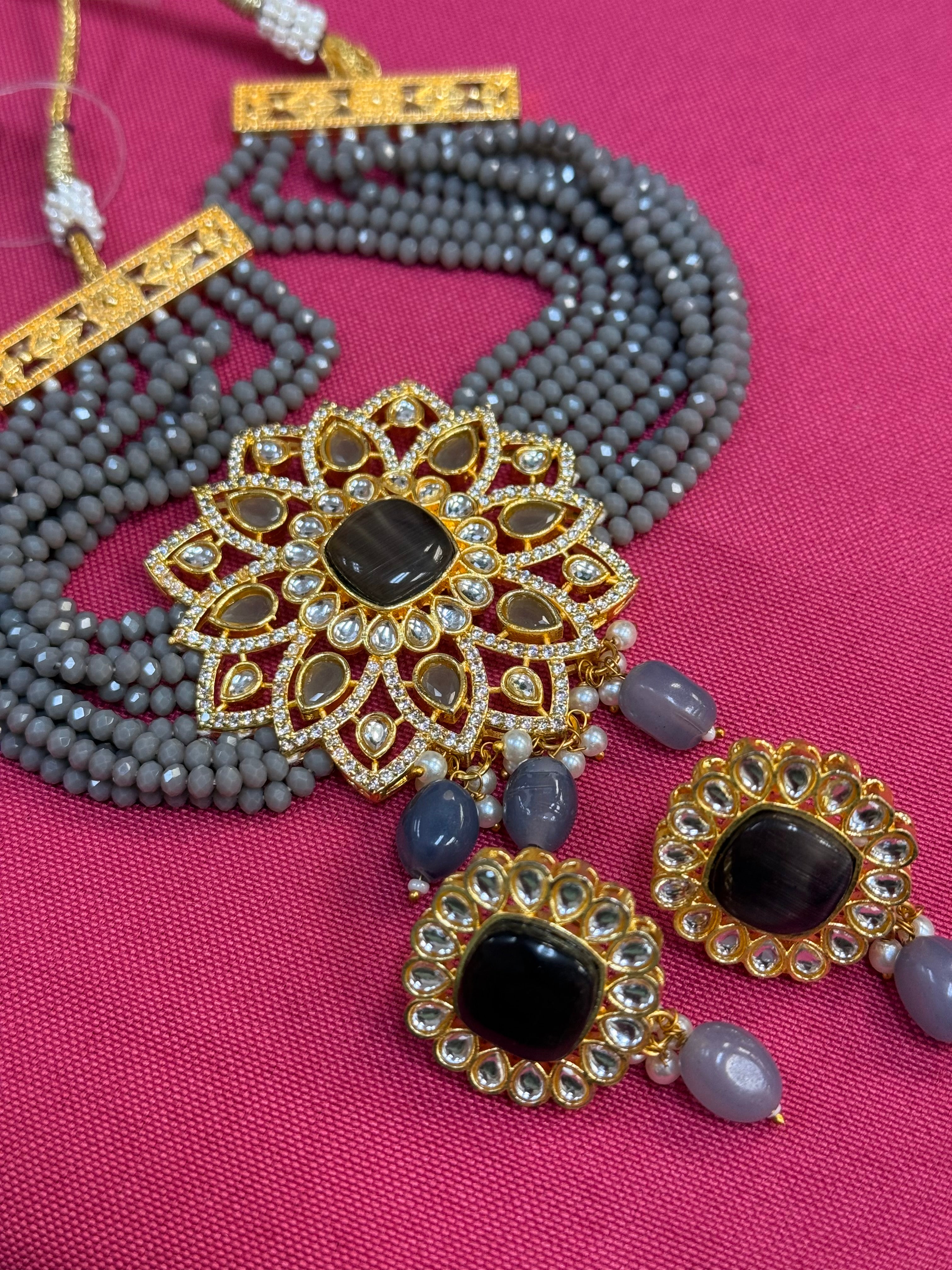 Grey Beads Choker set