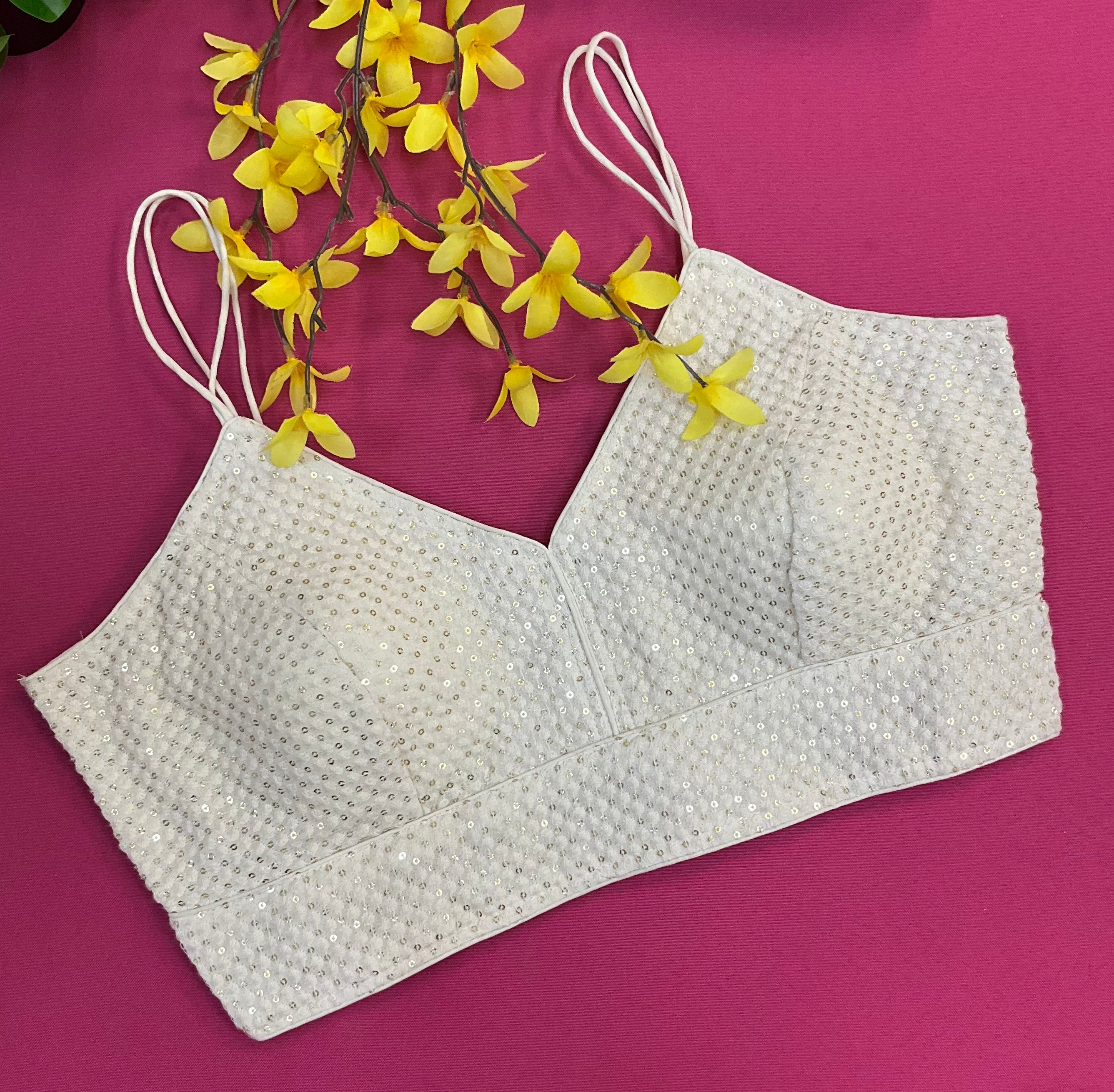 Half White Thin Strap Blouses