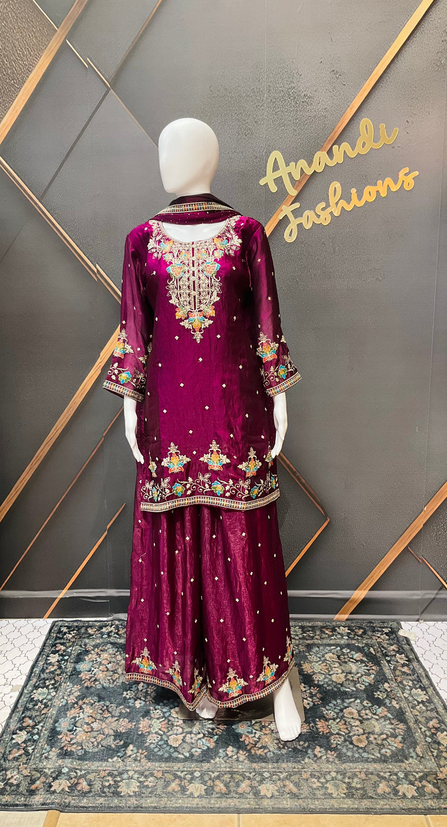 Wine Color Party Wear Sharara set