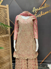 Pastel pink Full Work Palazzo sets