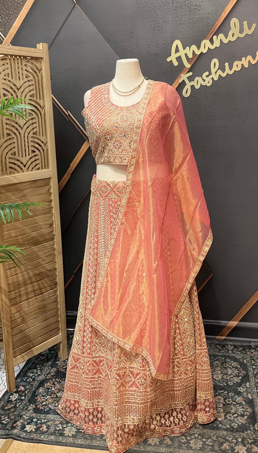 Plus size Pastel Orange lehanga sets