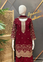 Plus Size Party Wear Maroon Sharara set